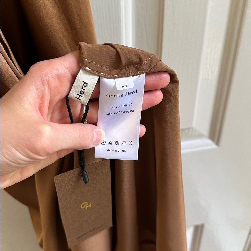 NWT Silk Satin Slip Midi Dress (Brown/Copper) - Gentle Herd - Picture 5 of 5